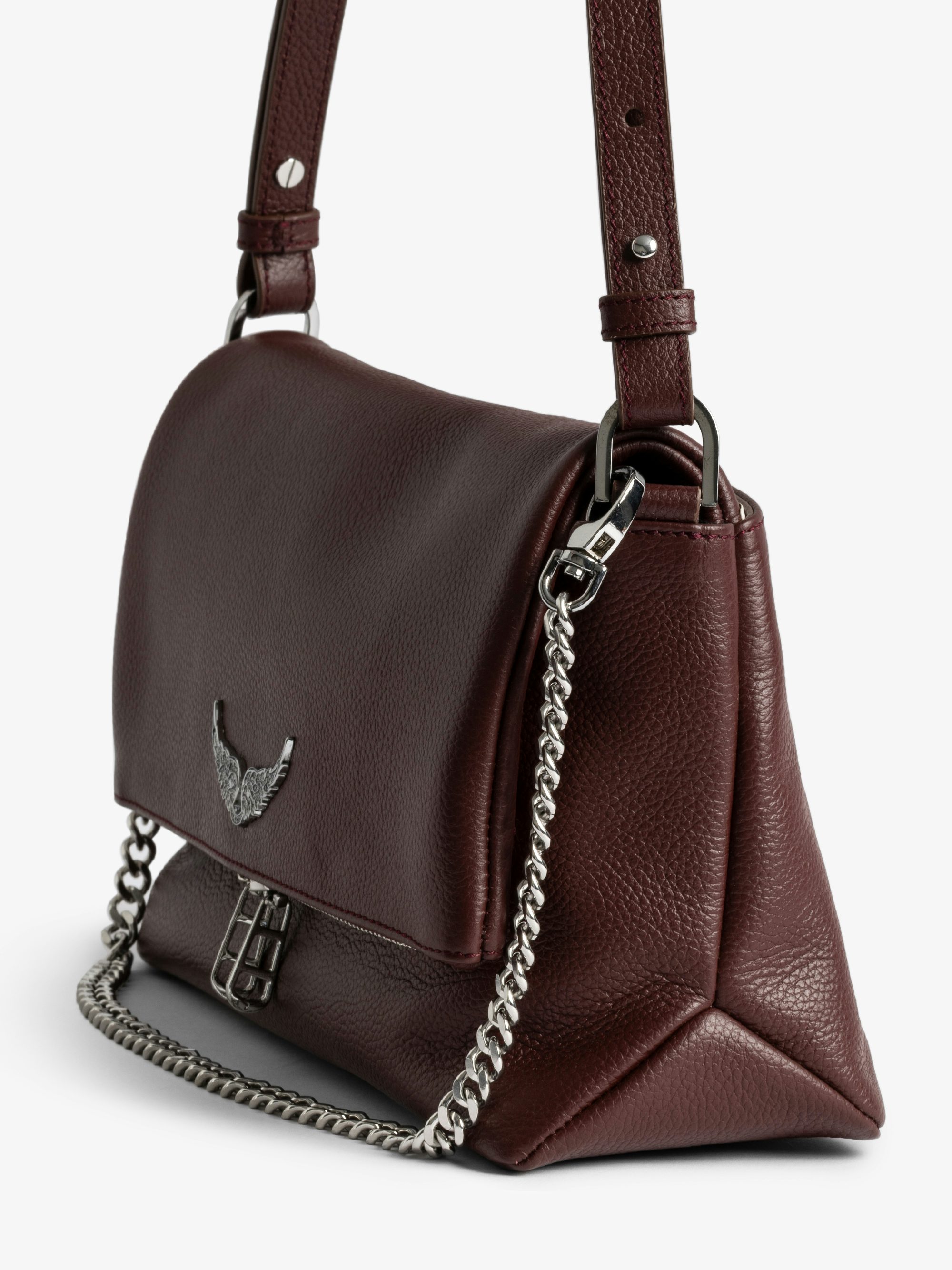 Rocky II Bag - Grained leather shoulder bag with chain and signature wings.